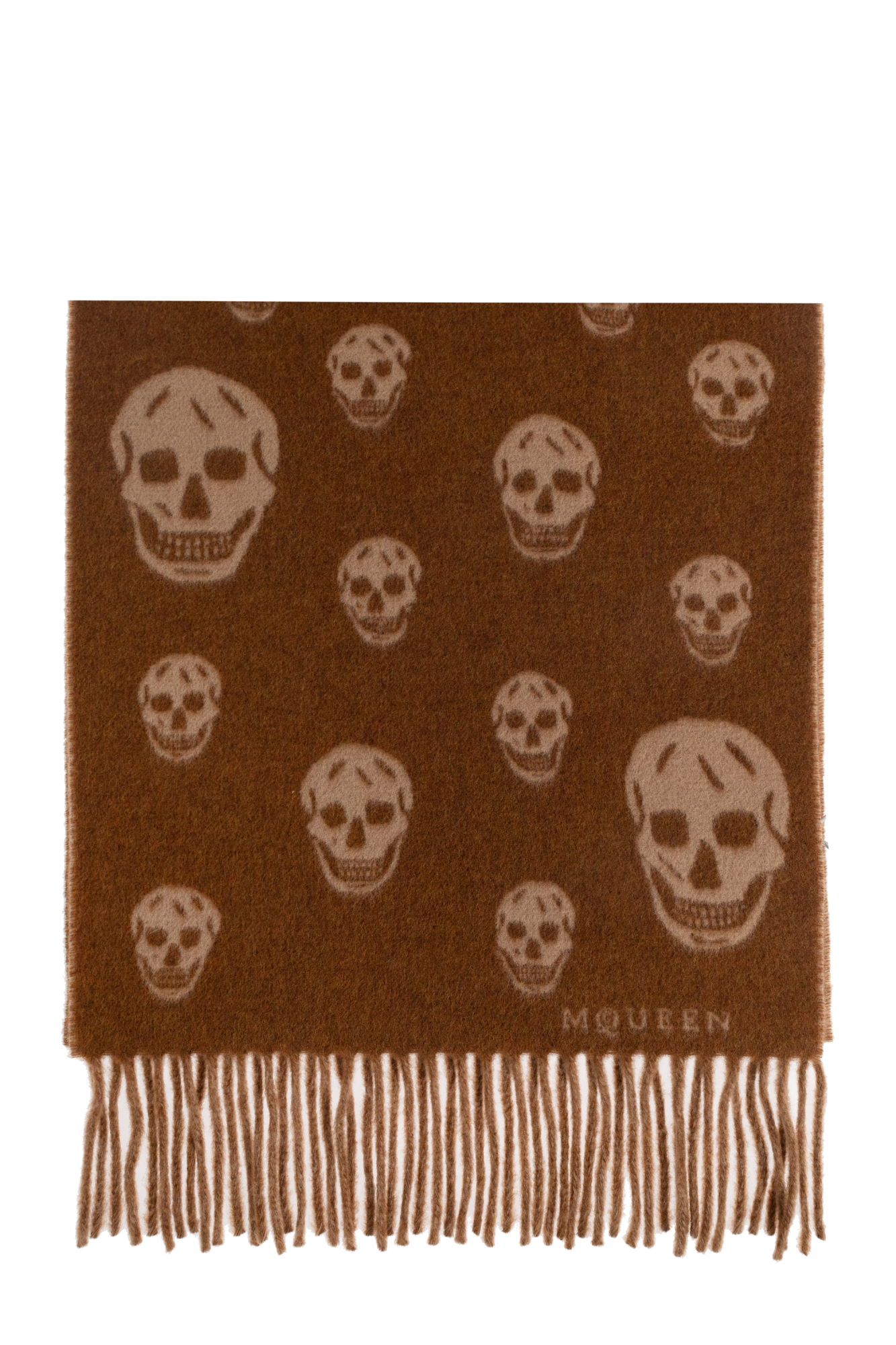 Brown Scarf with skull motif Alexander McQueen - Vitkac Slovakia